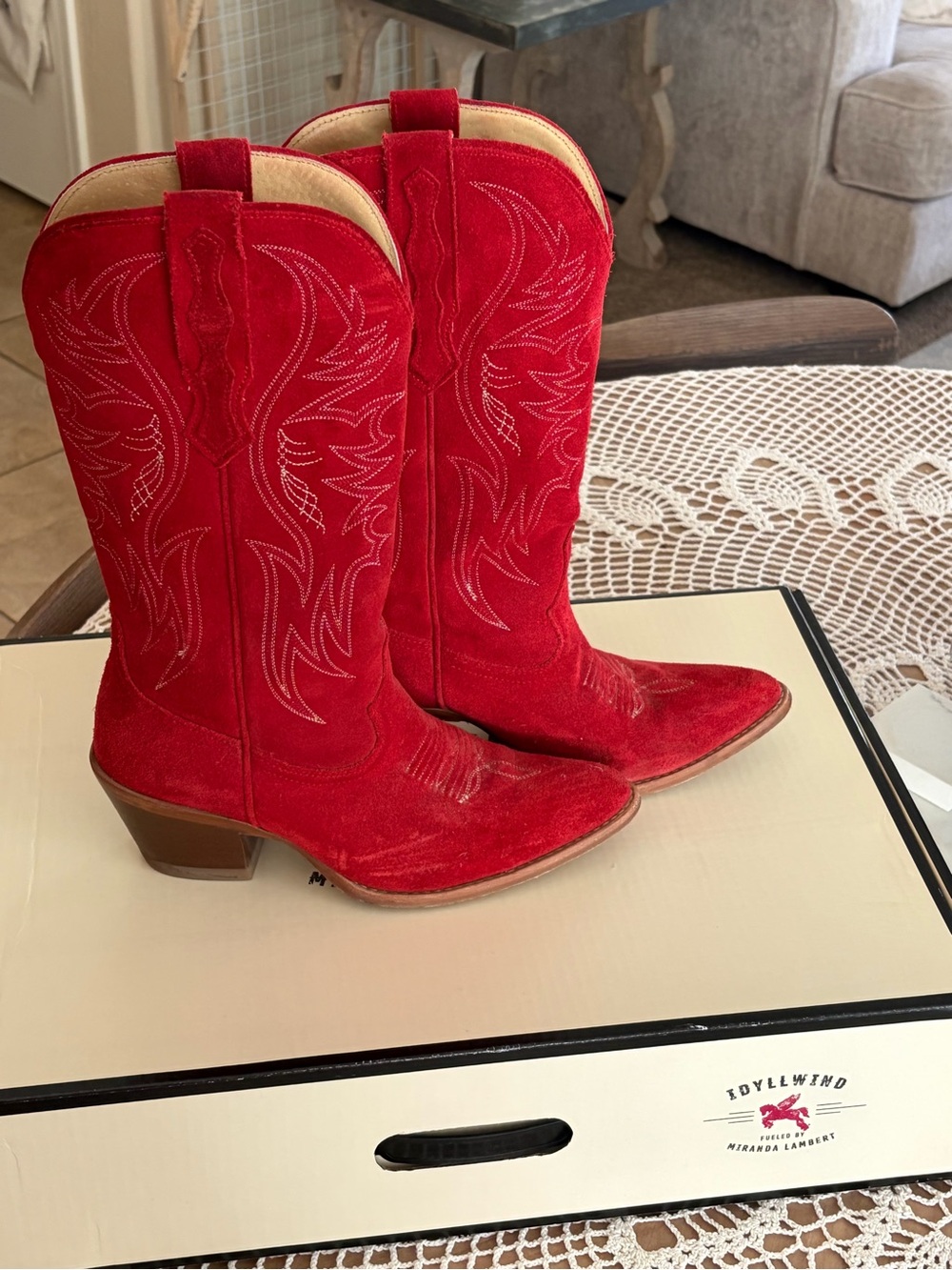 Idyllwind Red Suede Western Cowboy Boots